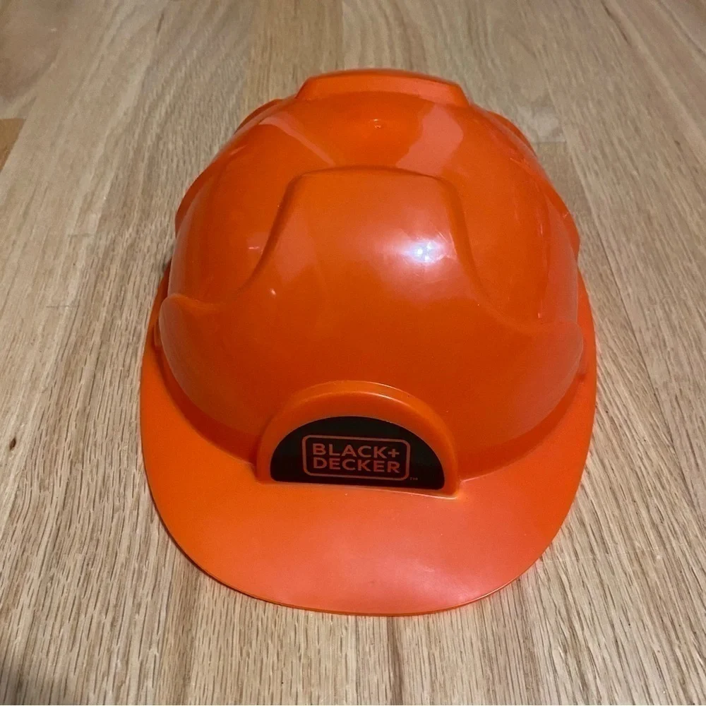 Black & Decker Orange Plastic Hard Hat Toy Construction Worker Costume Accessory